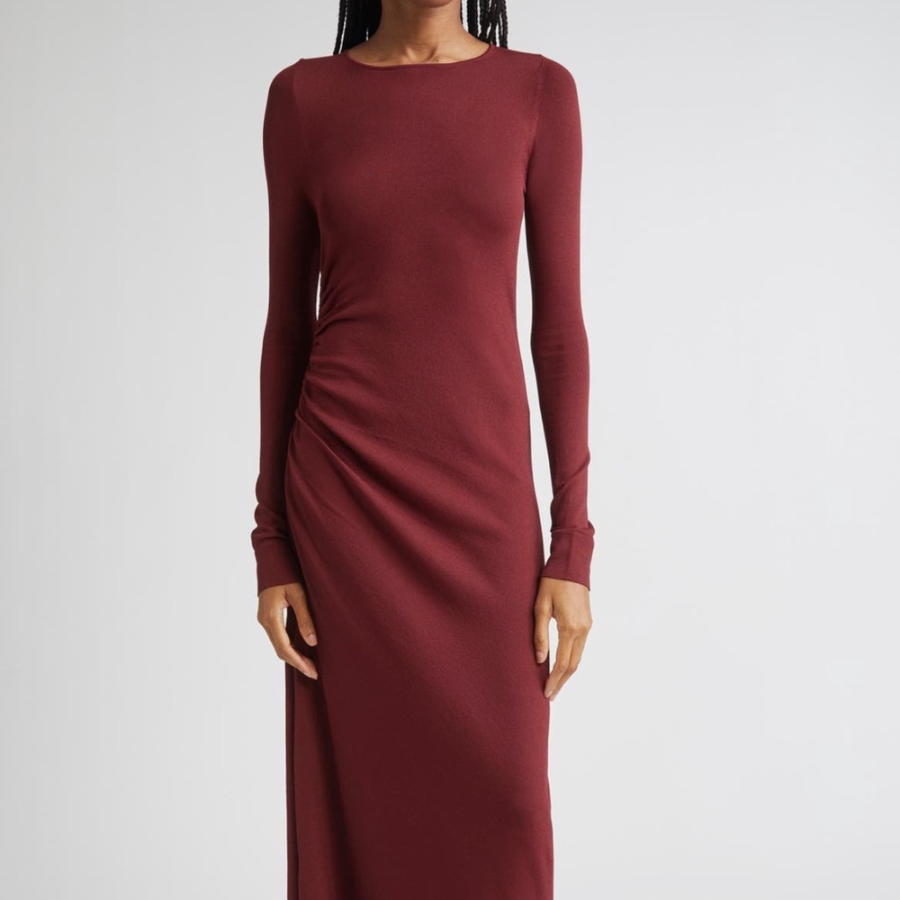 Altuzarra Long-Sleeve Midi Dress in Burgundy